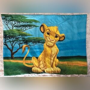 Disney Simba Cub Lion King Pillowcase Safari Scene Colorful With Blue & Green